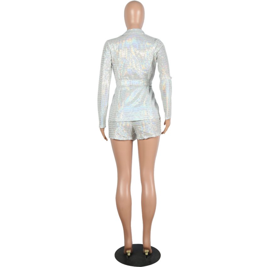 Sequin Gold Stamping Nightclub Long Sleeve Small Suit Two Piece