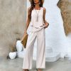 Print Suits Sleeveless Double-layer Vest And Loose Straight Pants