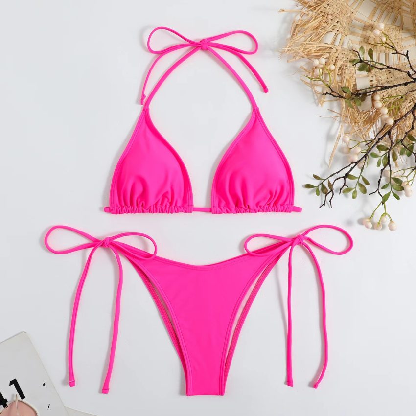 Sexy Hot Girl Halter Bikini Split Swimsuit