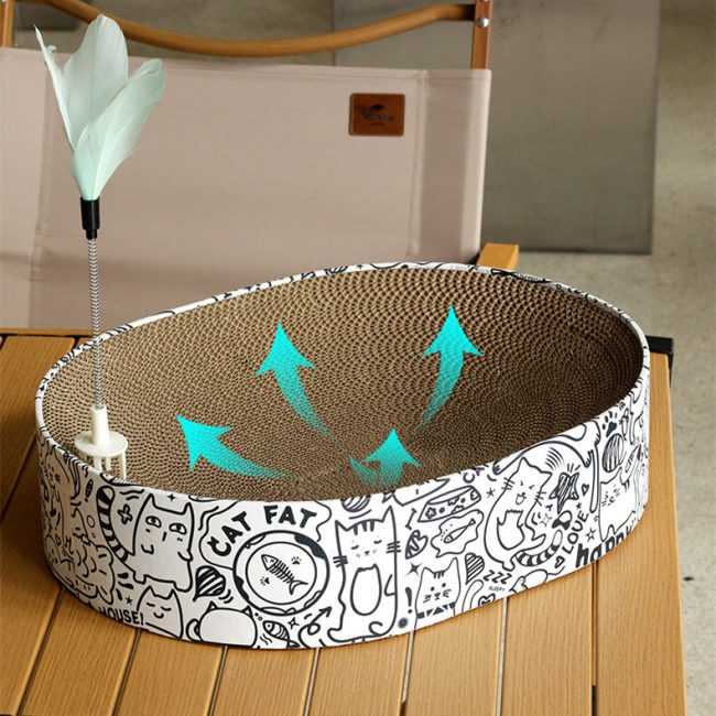 Oval Cat Scratch Board Nest Corrugated Paper Cat Scratch Toy