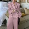 Commuter Pleated Waist Tight Suit Top Loose Trousers Two-piece Suit