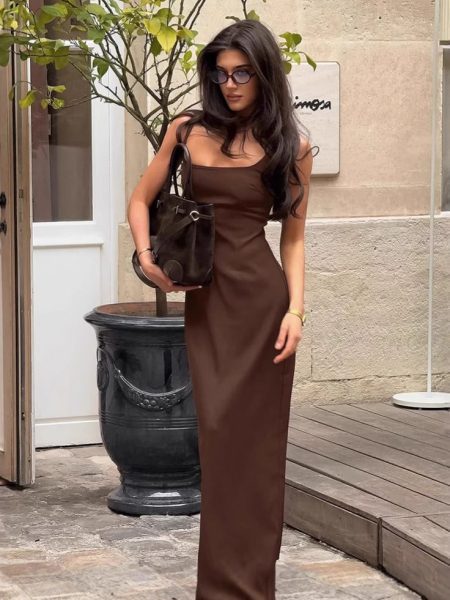 Brown Dress Sling Basic Women's Dress
