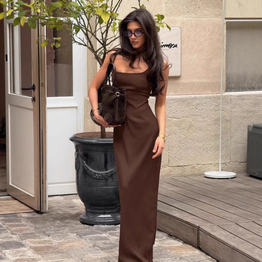 Brown Dress Sling Basic Women's Dress