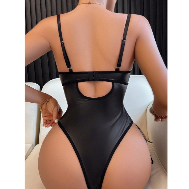 Women's Pure Color All-matching Strap Push Up Sexy Lingerie One-piece Suit