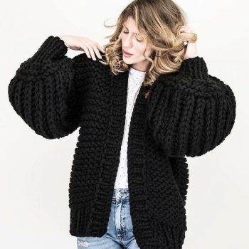 Lantern sleeve sweater coat