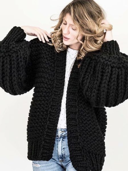 Lantern sleeve sweater coat