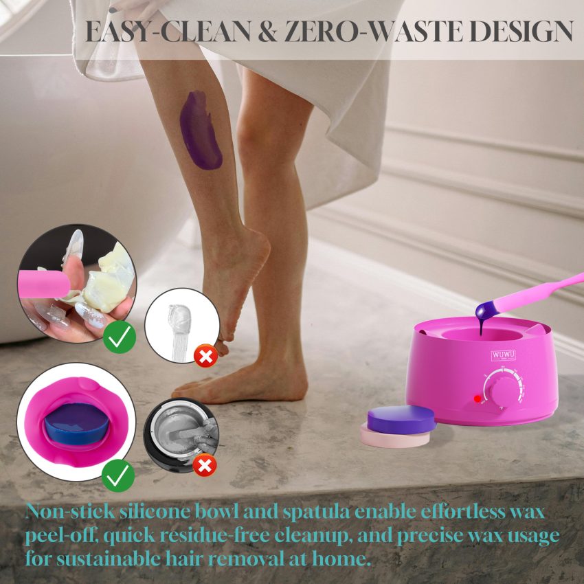 WUWUVISTA 60 Pcs Waxing Kit - With Warmer, Wax Beans & Silicone Accessories For Full Body, Nose & Facial Use, Easy-Clean
