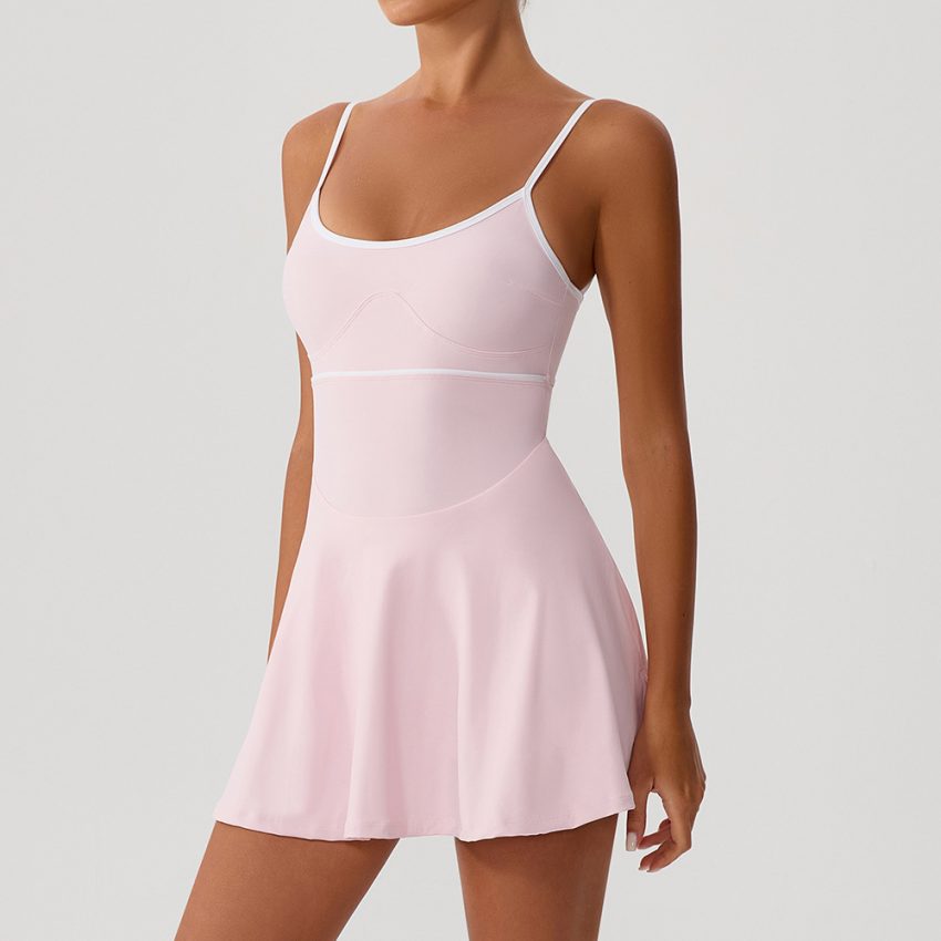 Contrasting-color Dress Intrazone Chest Pad Anti-exposure