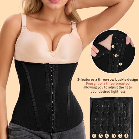 Waist Mesh Trainer Strapless For Women-Faja Colombian Girdle Hourglass -Steel Boned Corset Shapewear Tummy Waist Body Shaper With Extended Button