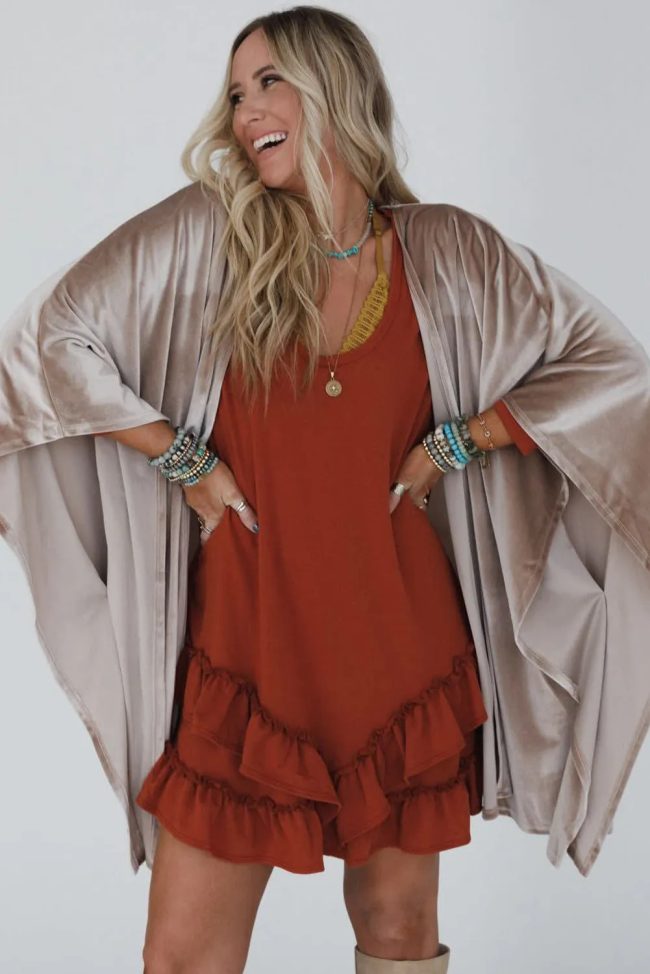 Smoke Gray Sleeve Open Front Velvet Kimono