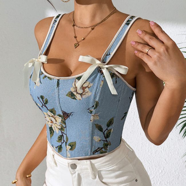 European American And French Style Floral Vintage Vest