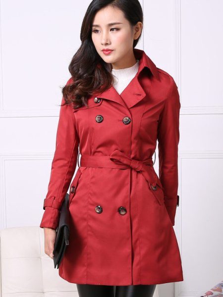 Women's Lace-Up Double-Breasted Trench Coat