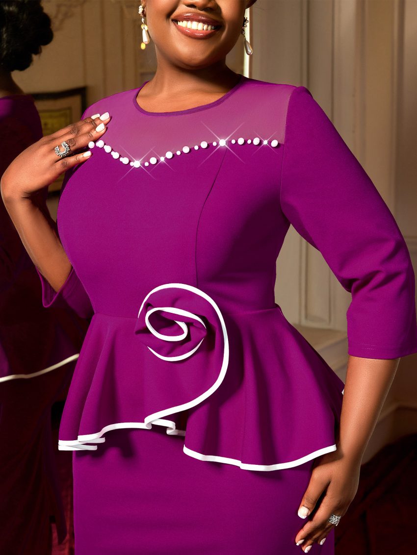 High-grade Plus Size Dress Ruffled Slimming Sheath Skirt