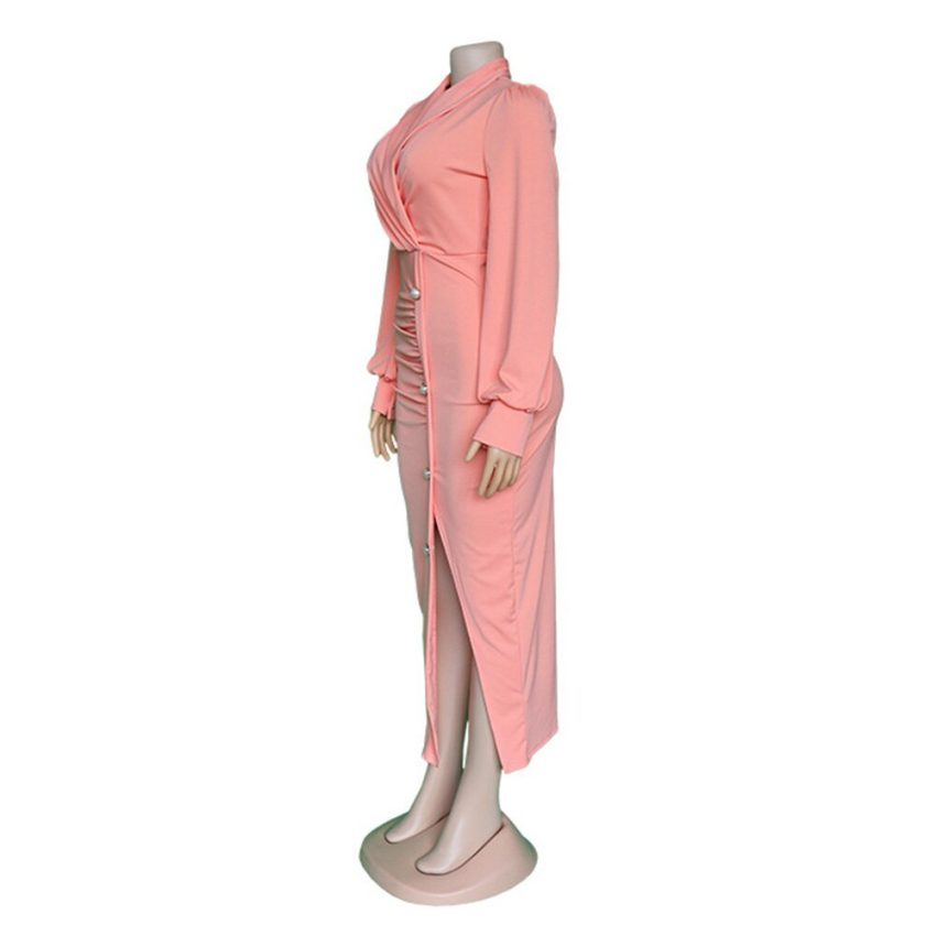 African Cute Woman Long-sleeved Dress Office Dresses