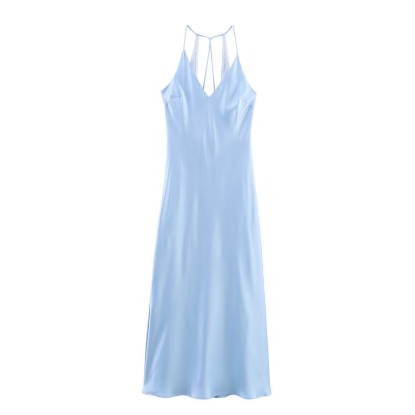 Silk Satin Texture Mid-length Sweet Women's Dress