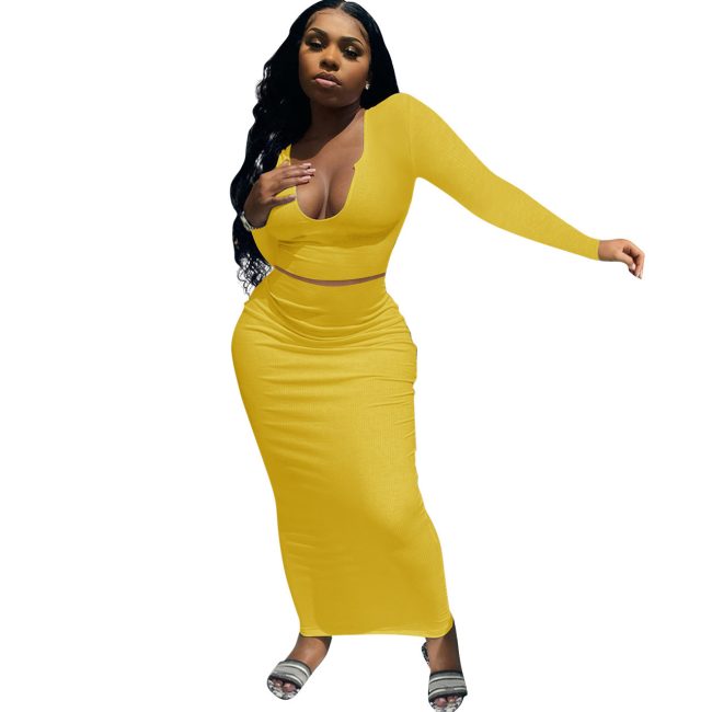 Women's European And American Solid Color V-neck Suit