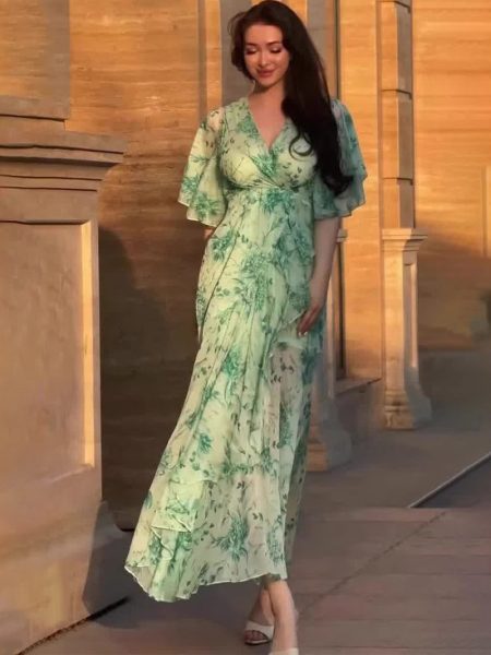 Soft Fresh And Sexy Short Sleeve Floral Dress