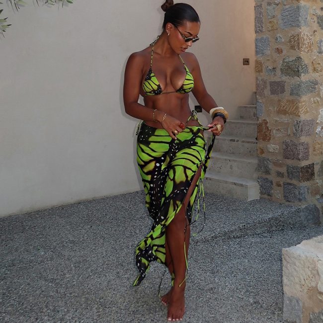 Elegant Long Skirt Bikini Three-Piece Suits for Women