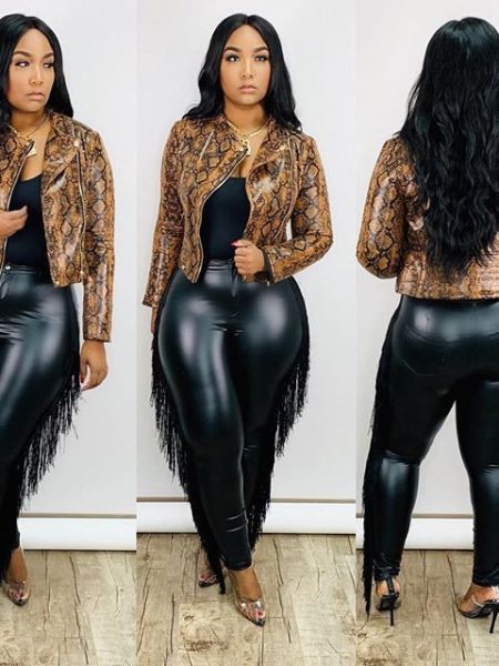 Tassel Wrap Buttocks 9 Inch Large Leather Pants