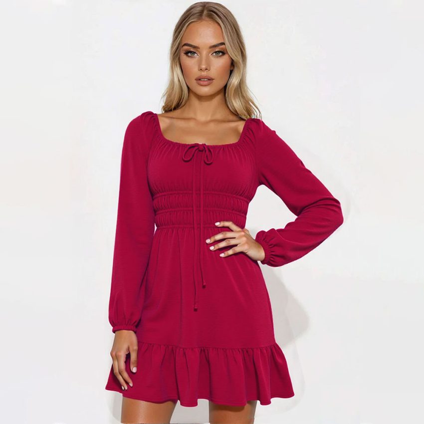 Women's Simple Dress Square Collar Fashion Skirt