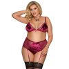 Plus Size Underwear Three-point Bra Garter Set