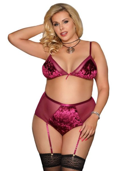 Plus Size Underwear Three-point Bra Garter Set