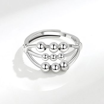 Open Adjustable Three-layer Beaded Decompression Anxiety Ring