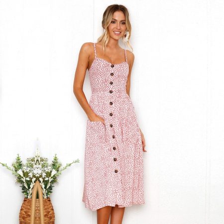 Pineapple Pattern Printed Sling Backless Dress