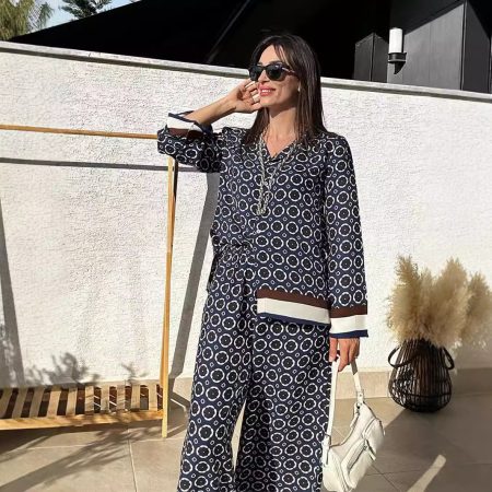 Shirt High Waist Trousers Two-piece Set For Women