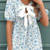 Female Leisure Summer Floral Print Bow Dress