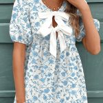 Female Leisure Summer Floral Print Bow Dress