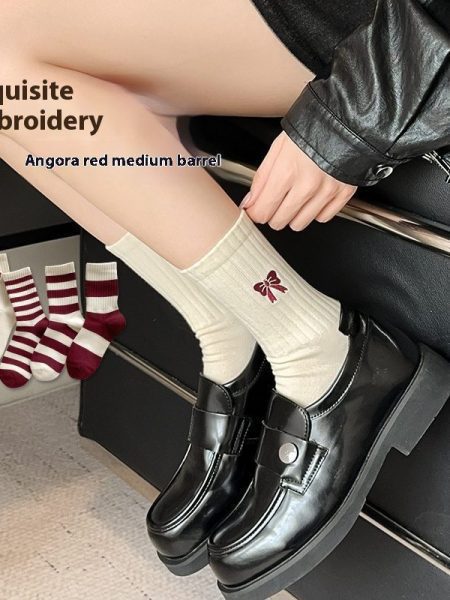 Korean Style Good-looking Sweat-absorbent Angola Red Socks