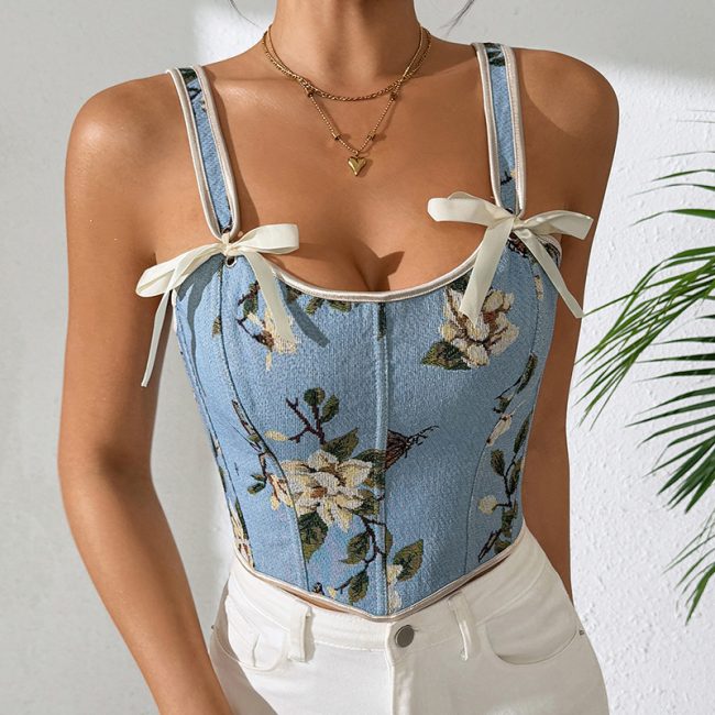 European American And French Style Floral Vintage Vest