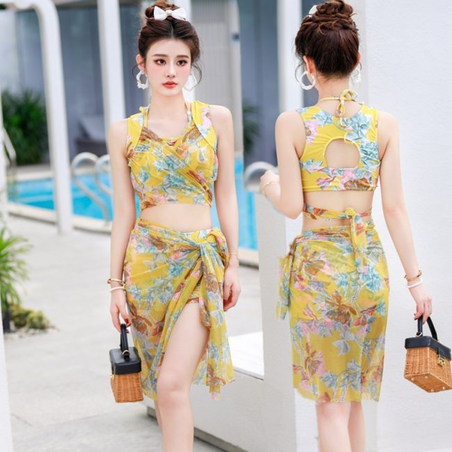 Vacation Seaside Hot Spring Women's Split Bikini Three-piece Swimsuit