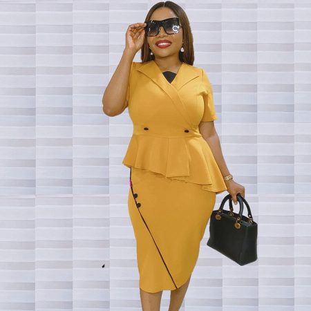Women's Ruffled Short Sleeves Sexy Sheath Dress