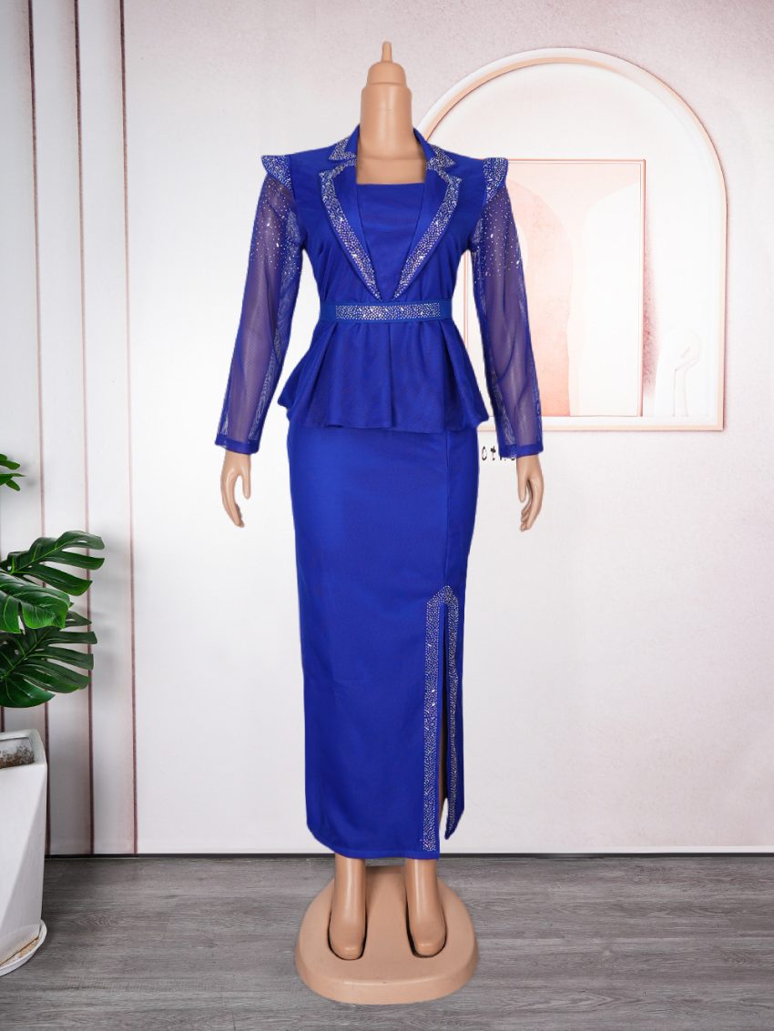 Women's Temperament Commute Business Two-piece Set Hip Skirt Dress
