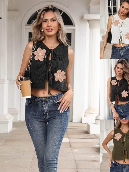 Ladies' Vest Small Coat Lace-up Bow Lace-up Cardigan