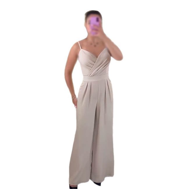 Women's Irregular Straight Jumpsuit With Suspenders