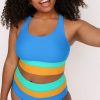 Multicolor Vest High Waist Swim Trunks Set Bikini Split Swimsuit