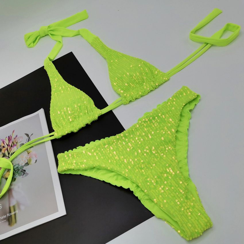 Beach Split Fashionable Sequins Bikini Suit