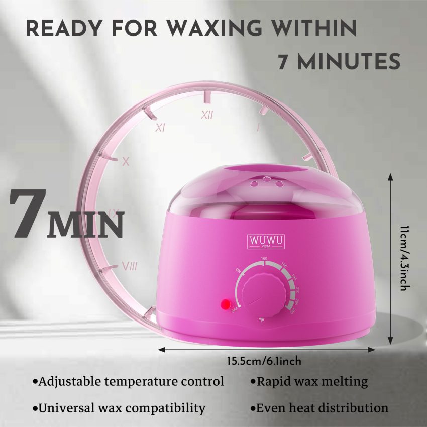 WUWUVISTA 60 Pcs Waxing Kit - With Warmer, Wax Beans & Silicone Accessories For Full Body, Nose & Facial Use, Easy-Clean