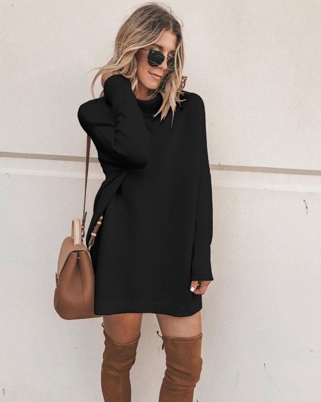 Casual Long Sleeve Round Neck Dress