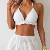 Polka Dot Fabric Bikini Three Piece Swimsuit Women