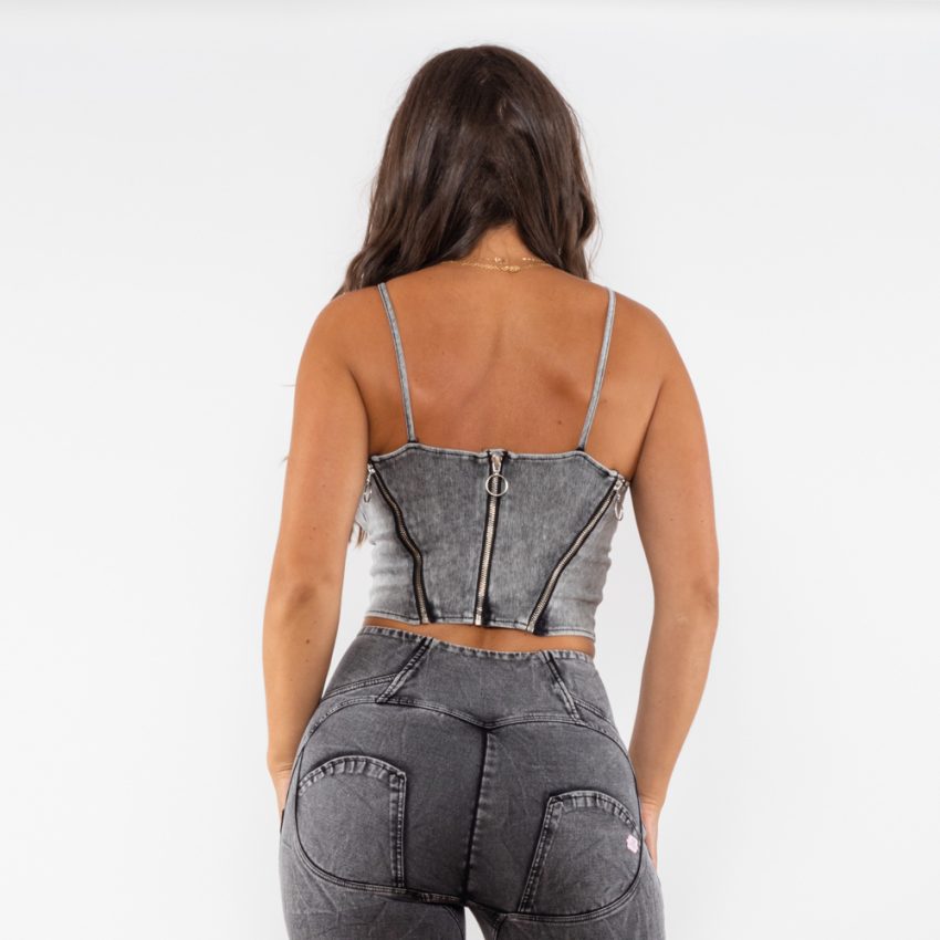 Shascullfites Women's Black Jeans Shapers With Denim Look One Size Fits All Shapewear Zippers Detail For Slimming Effect