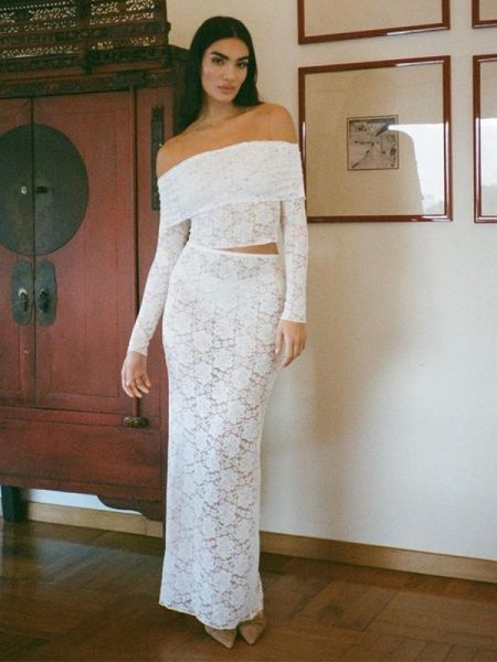 Women's Lace Hollow Backless Two-piece Set