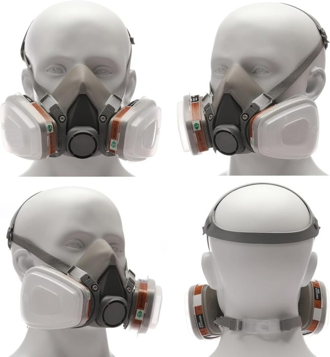 15 In1 Half Face Gas Mask Facepiece Spray Painting Respirator Reusable Safety Suit For 6200 With Filter Chemical And Other Work Protection