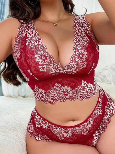 Plus Size Lace Underwear Suit