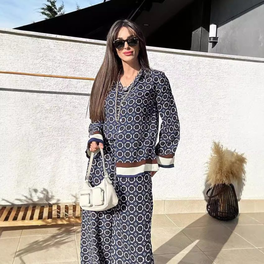 Shirt High Waist Trousers Two-piece Set For Women