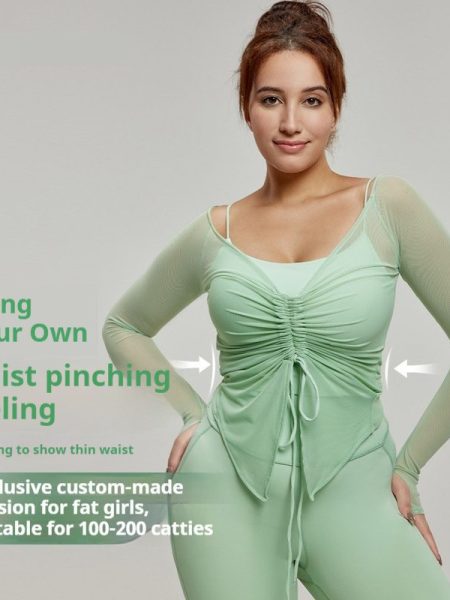 Plus Size Yoga Wear Blouse Long Sleeve Fat Top