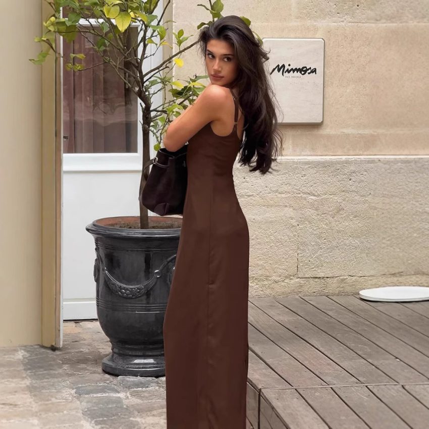 Brown Dress Sling Basic Women's Dress